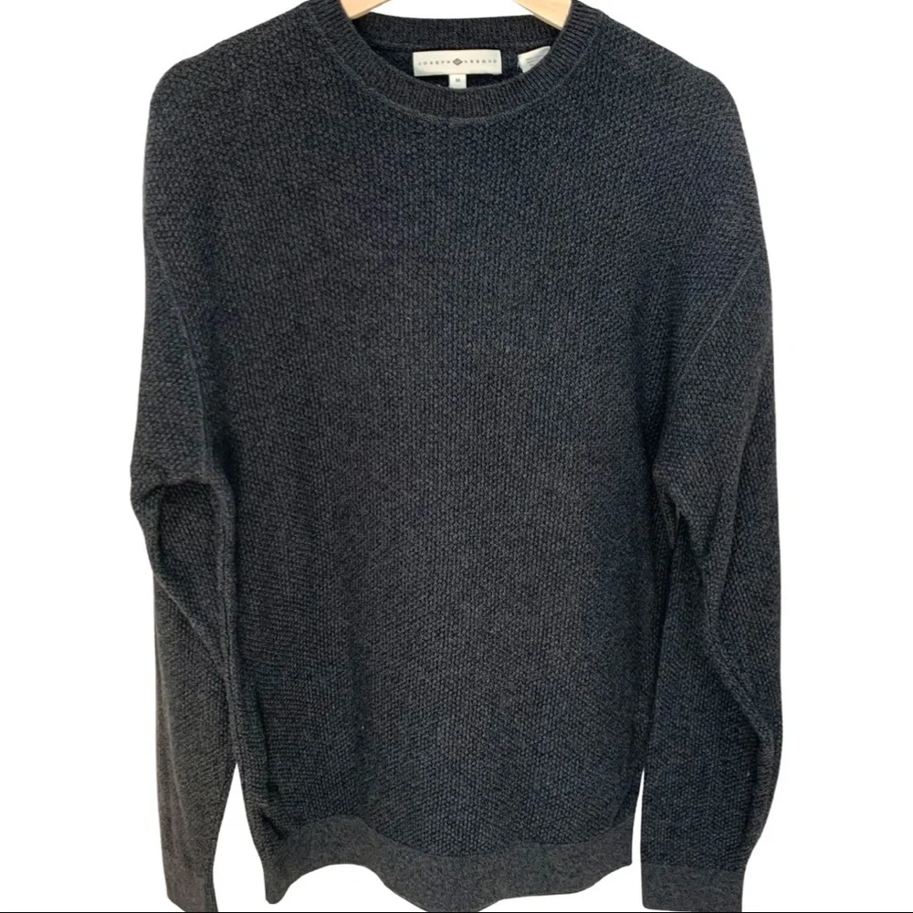 JOSEPH ABBOUD Crewneck Sweater 100% Cotton Textured Knit Grey Pullover Size M